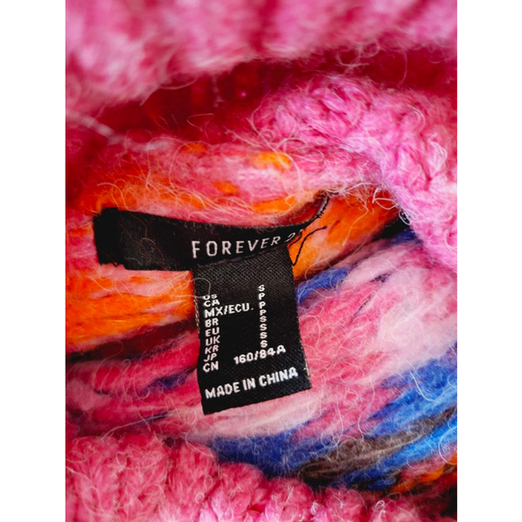 Women's Forever 21 Pink cropped very soft thick turtleneck fair isle Sweater S - Picture 4 of 5